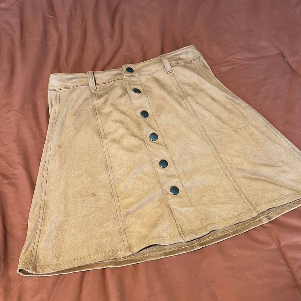 Suede Button Up Skirt